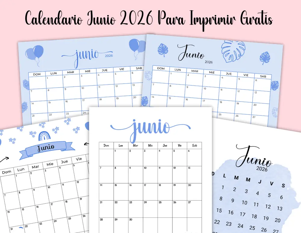 Calendario Junio 2026 Para Imprimir Gratis en Español Calendario Junio 2026 Para Imprimir Gratis en Español