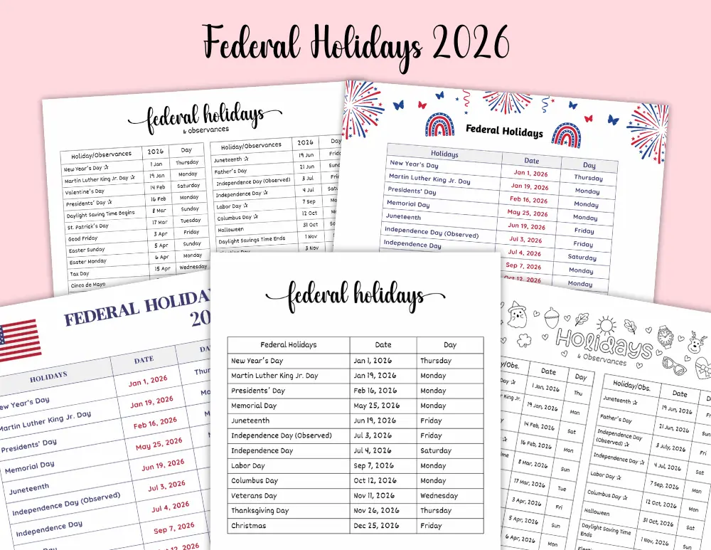 Federal Holidays 2026