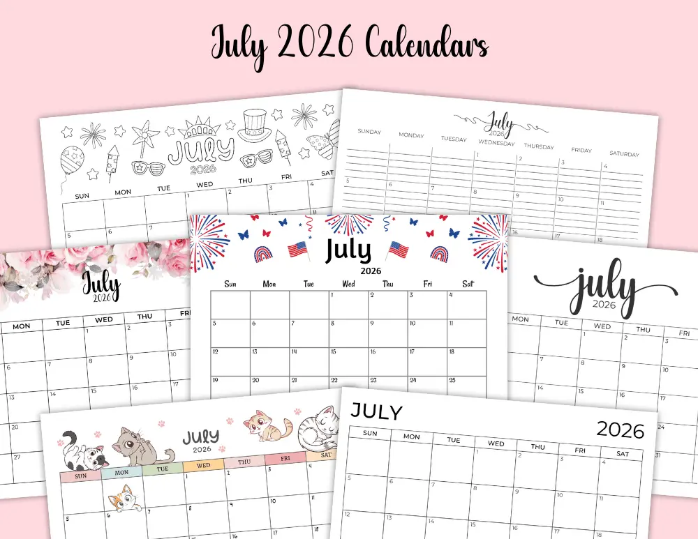 July 2026 Calendar Templates