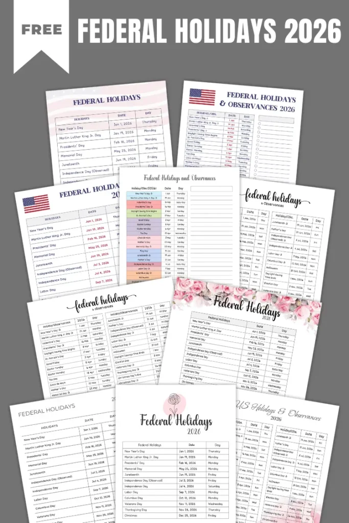 List of US Federal Holidays 2026 (PDF)