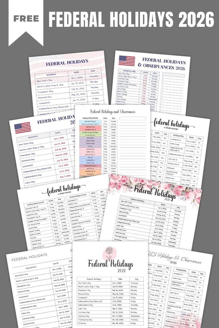 List of US Federal Holidays 2026 (PDF)