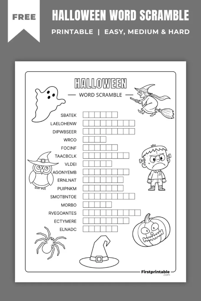Halloween Word Scramble | Free PDF Printables