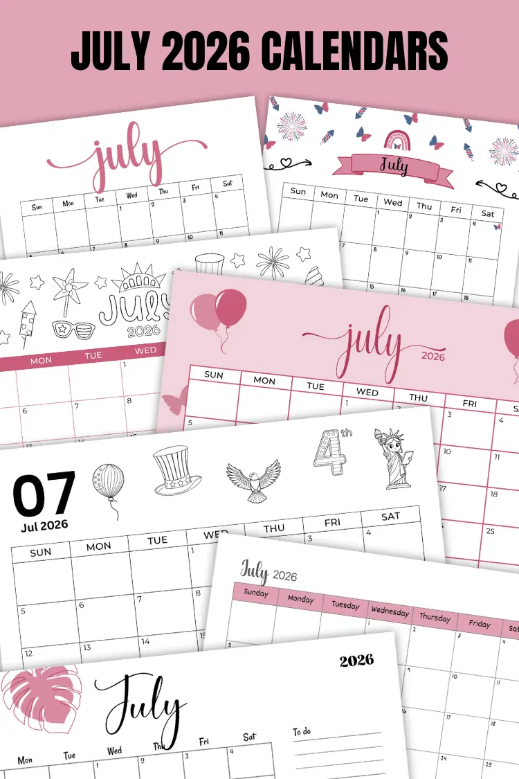 July 2026 Calendars | 40 Free Printable PDF