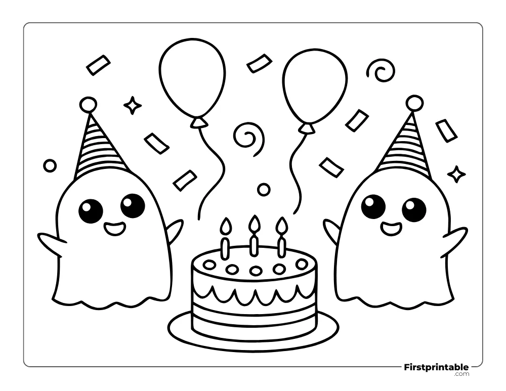 Ghost Celebration Coloring Page 