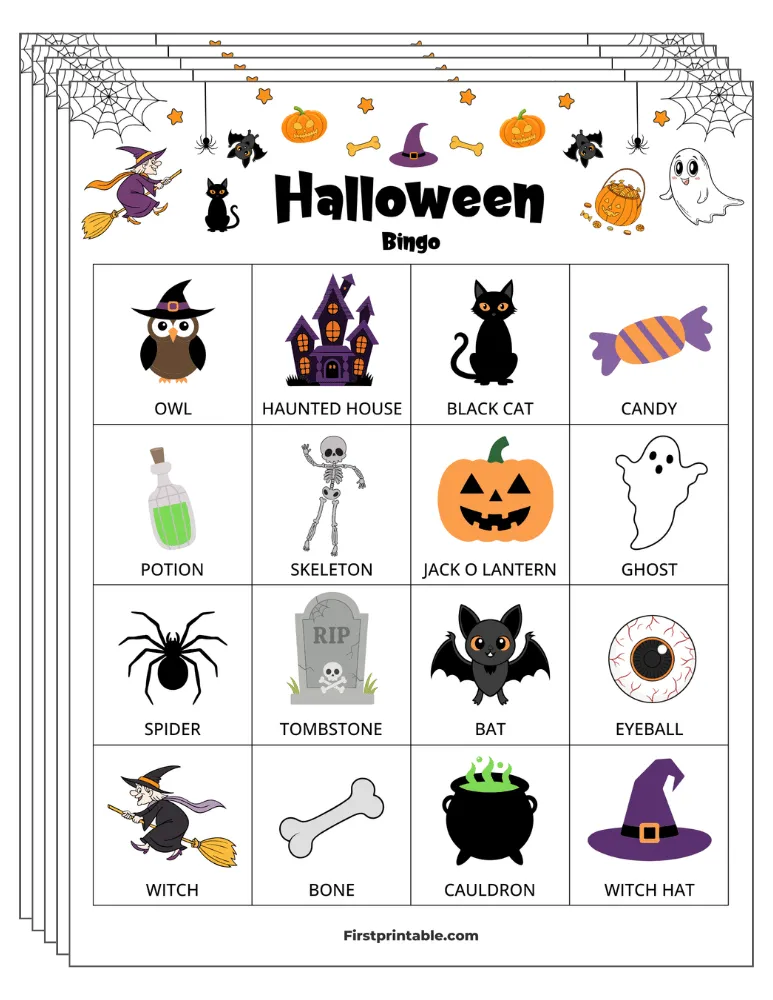Halloween Bingo Cards 01 - 4x4 (24 Cards)