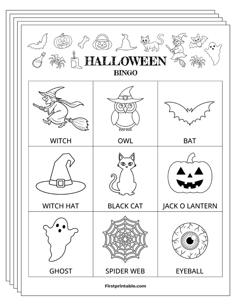 Halloween Bingo Cards 02 - Half Page - 3x3 (24 Cards)