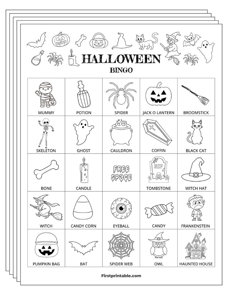 Halloween Bingo Cards 02 - Half Page - 5x5 (24 Cards)