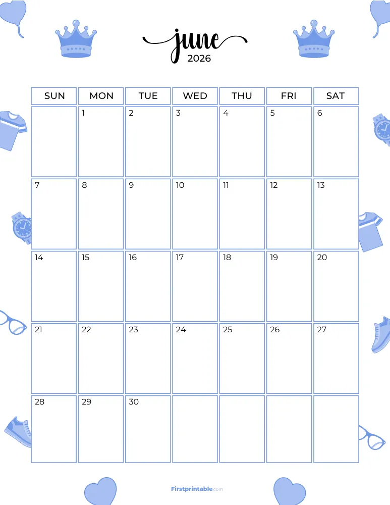 June Calendar 2026 Fathers Day Template 09