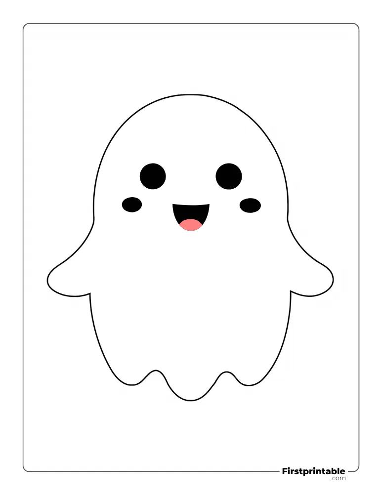 Kawaii Ghost Template - Full Page Outline