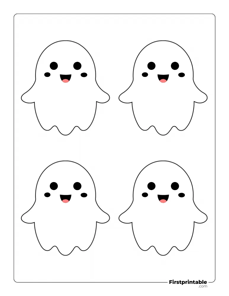 Kawaii Ghost Template - Medium Outline