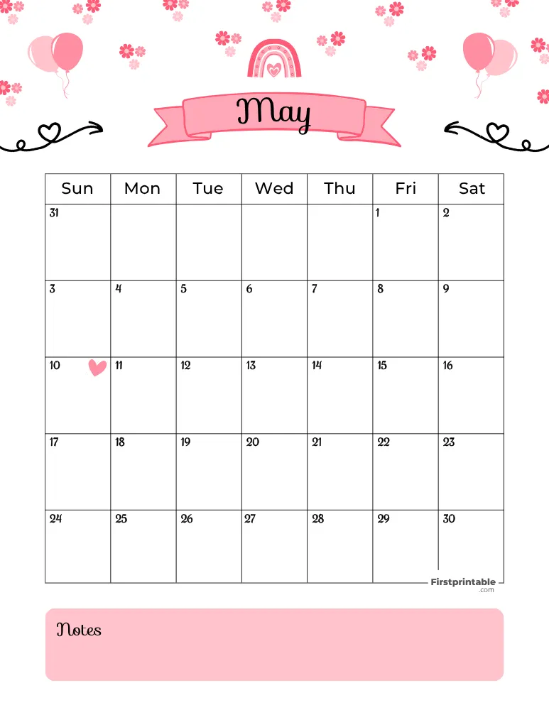 May Calendar 2026 Mothers Day Template 01