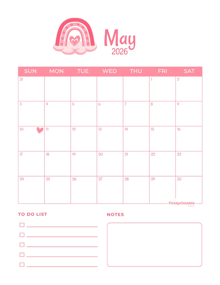 May Calendar 2026 Mothers Day Template 02