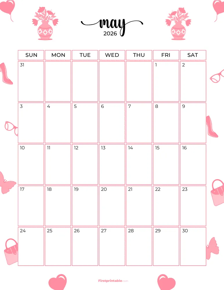 May Calendar 2026 Mothers Day Template 09