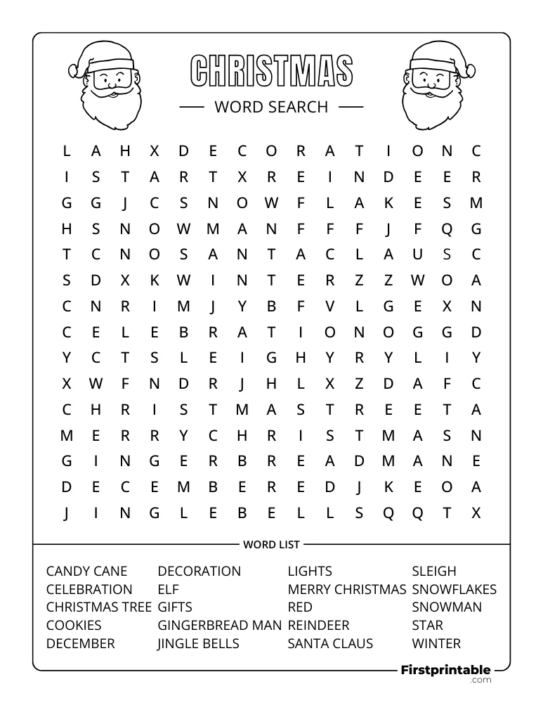 Christmas Word Search - Medium 01