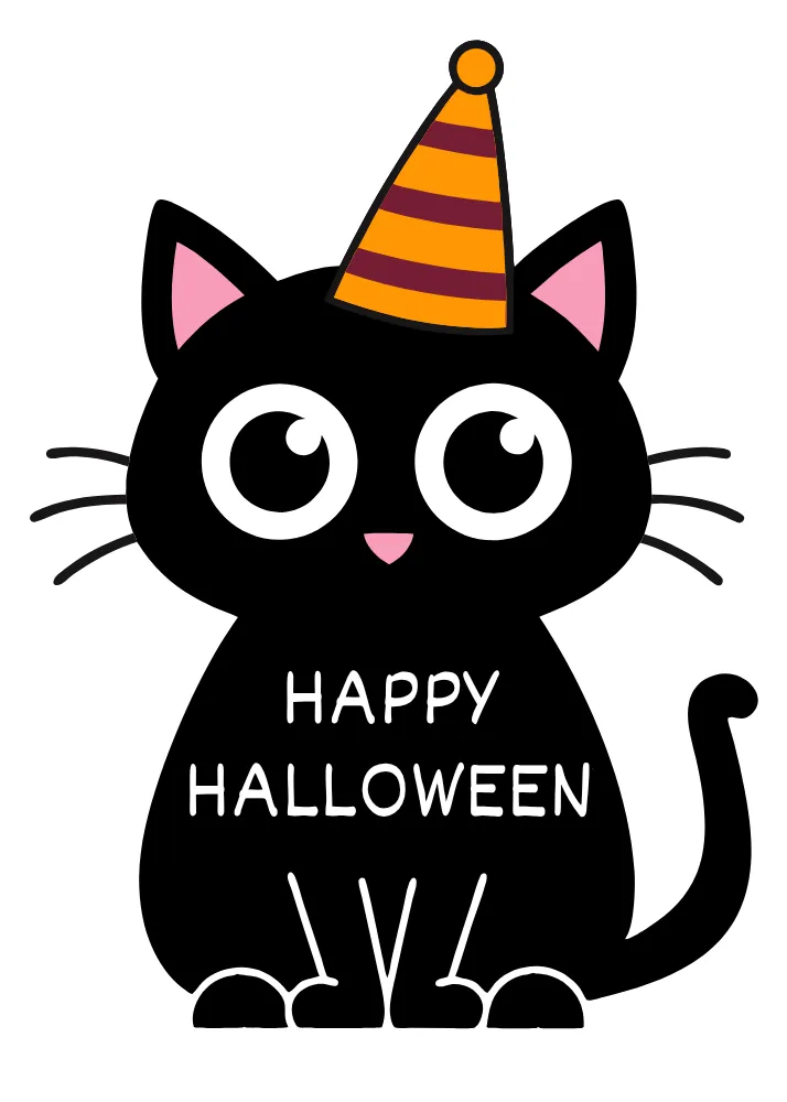 Cute Black Cat Happy Halloween Card