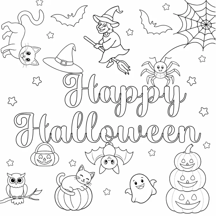 Color the Kawaii Halloween Card