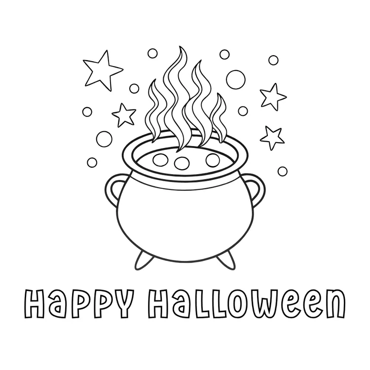 Printable Cauldron Coloring Card