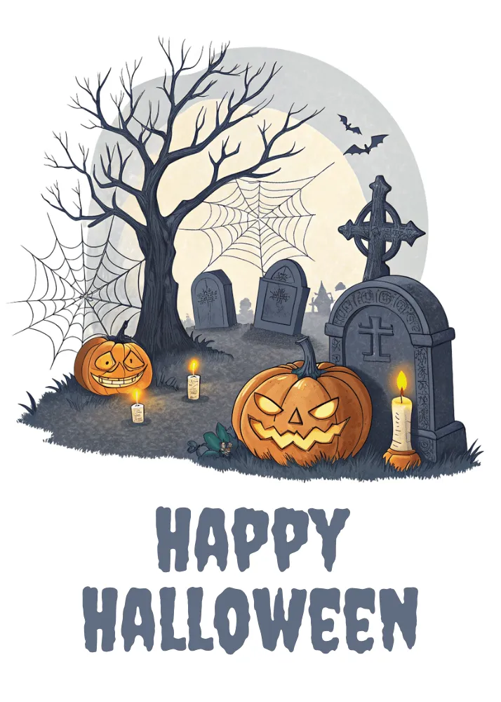 Haunted Cemetery Themed Card 