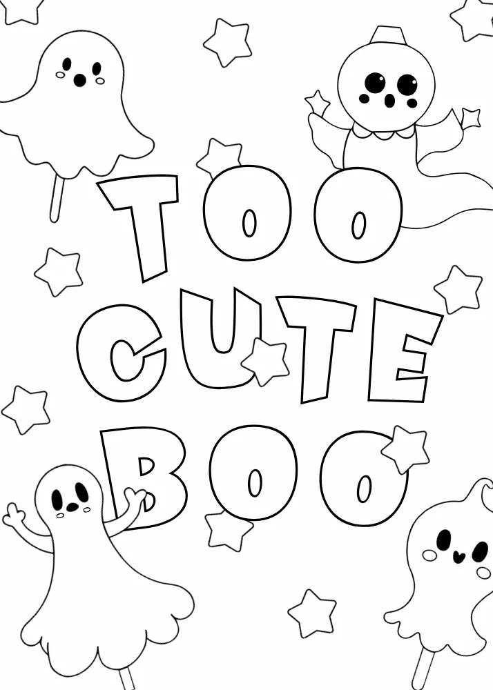 Too Cute Boo Ghost Coloring Card