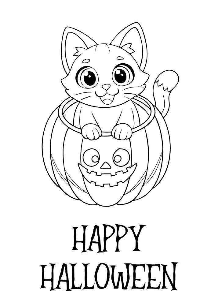 Cute Cat Halloween Card