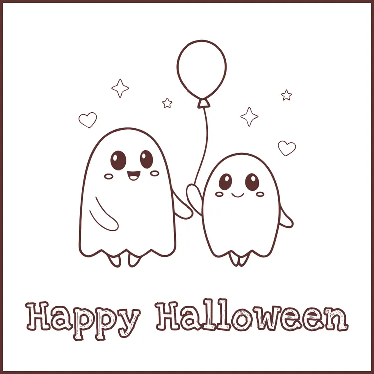 Ghost with Balloon Halloween Card