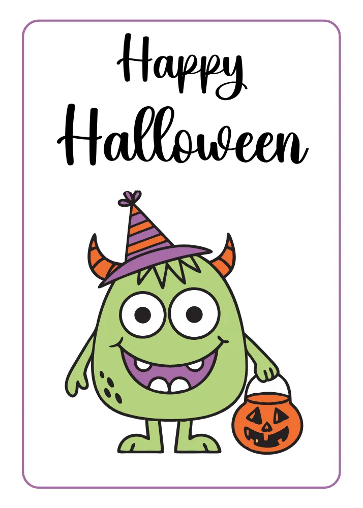 Cute Monster Halloween Card