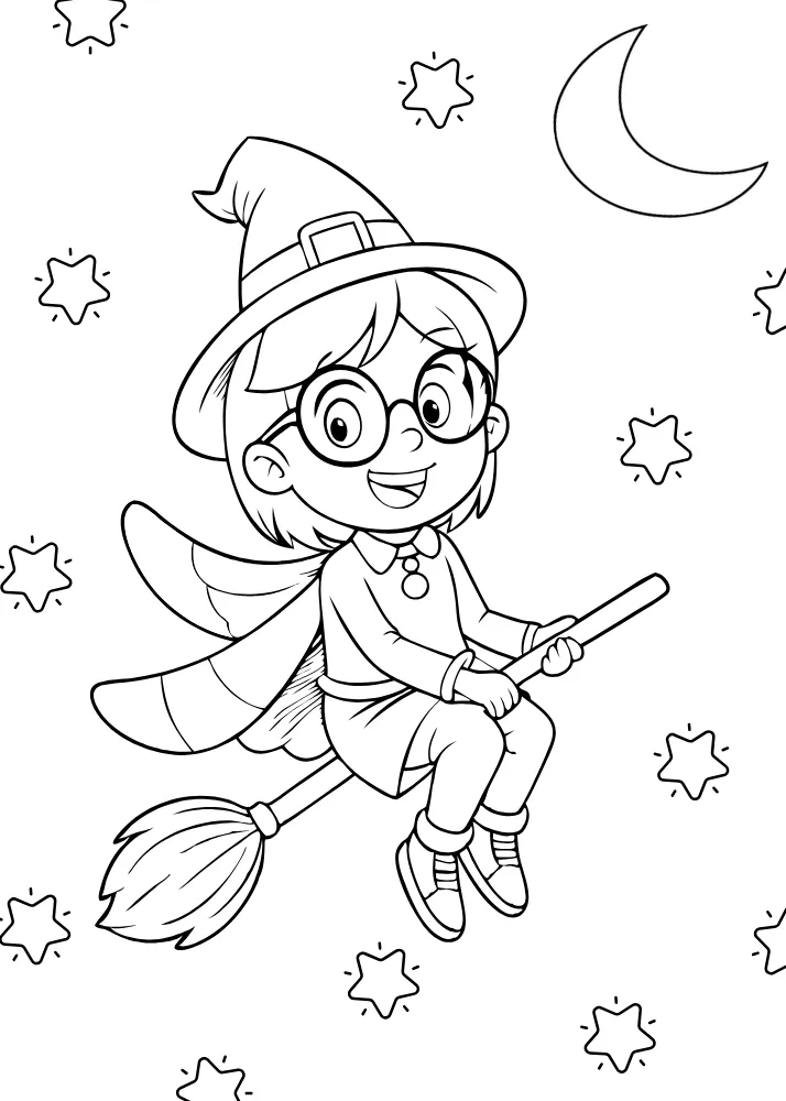 Color the Witch on the Broomstick