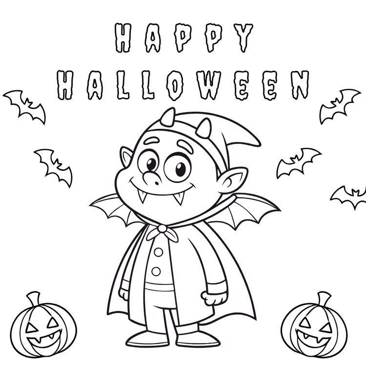 Funny Dracula and Bat Coloring Card