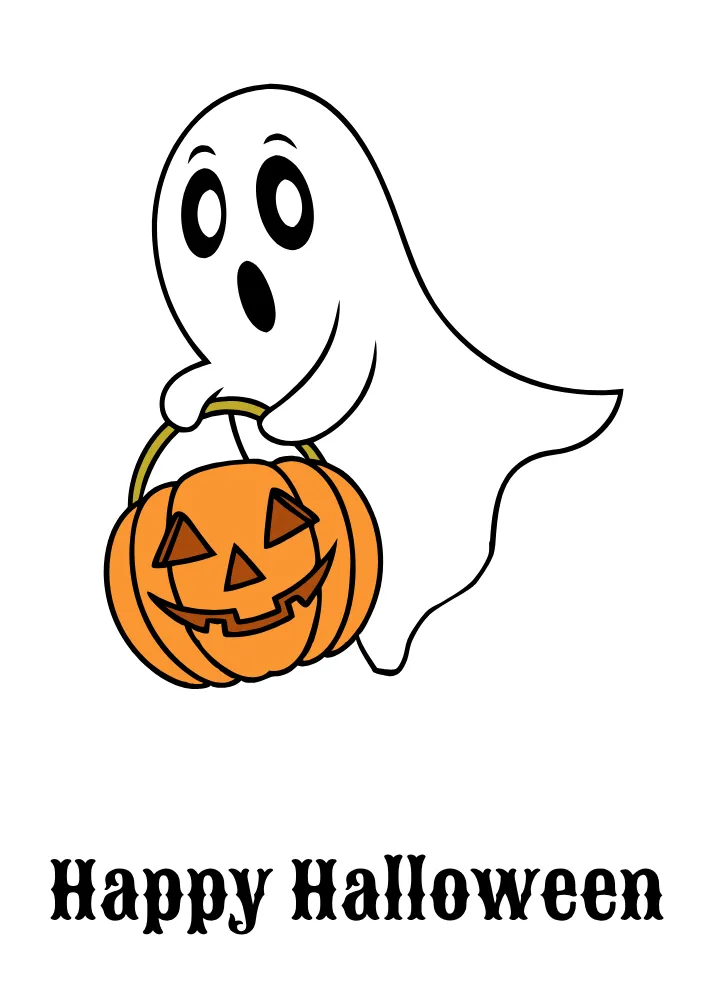 Ghost with Pumpkin Bag Card