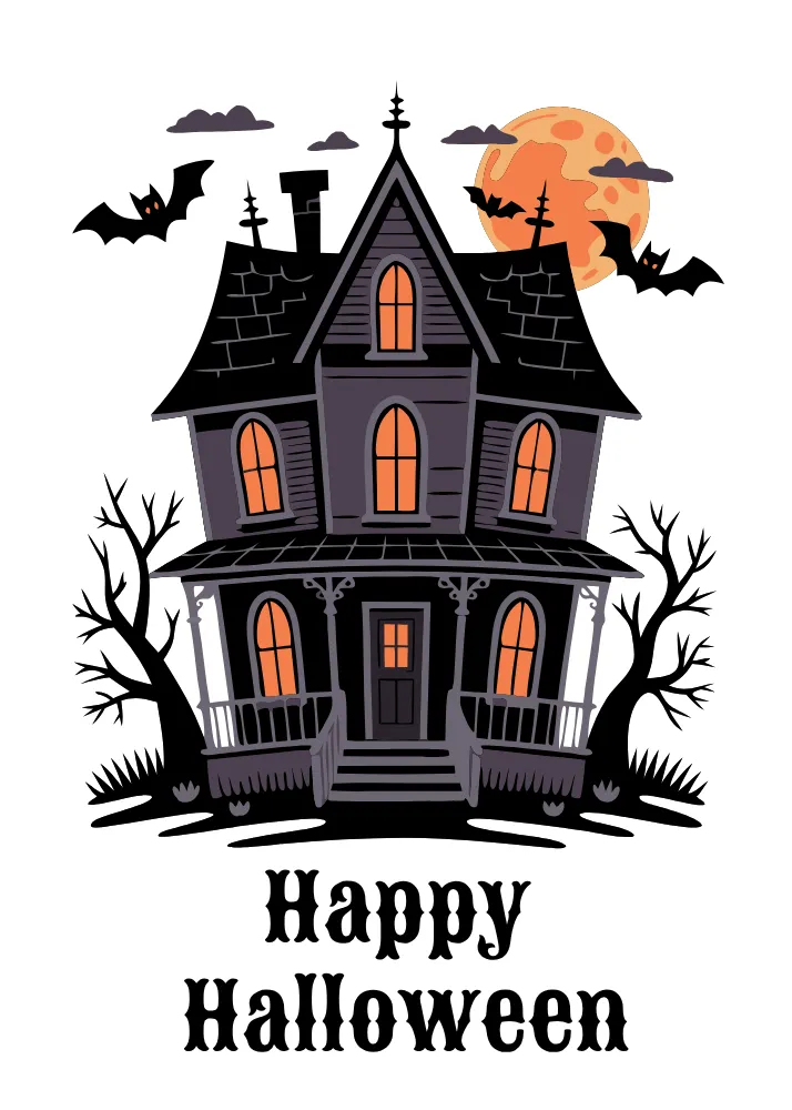 Haunted Dark House Card