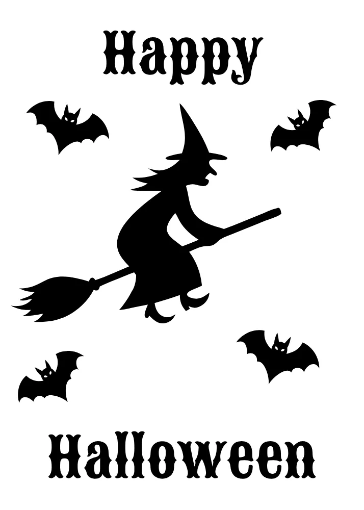 Witch and Bats Printable Card