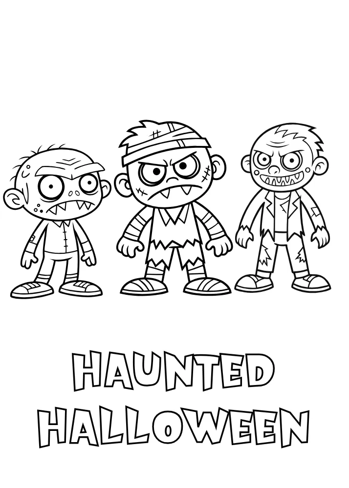 Printable Haunted Halloween Card to Color
