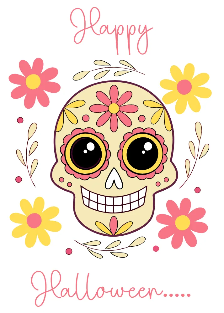 Funny Sugar Skull Halloween Card