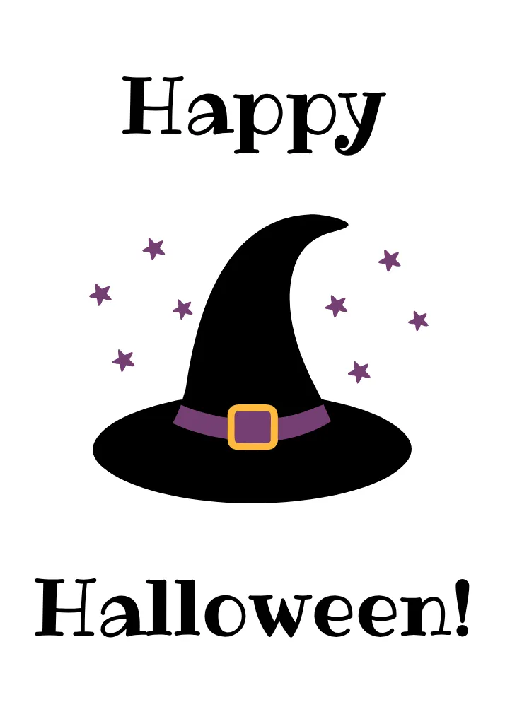 Cute Witch Hat Printable Card