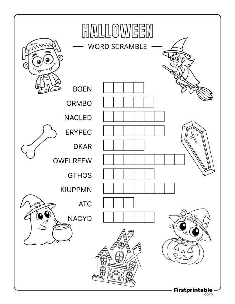 Halloween Word Scramble - Easy 02