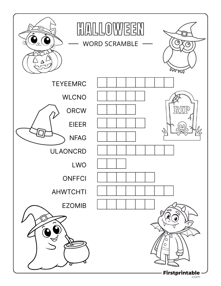 Halloween Word Scramble - Easy 03