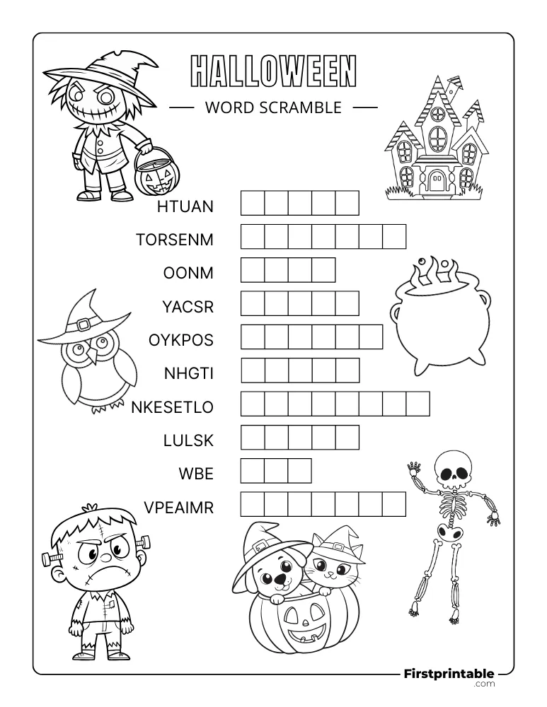 Halloween Word Scramble - Easy 04