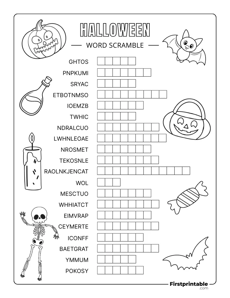 Halloween Word Scramble - Hard 01