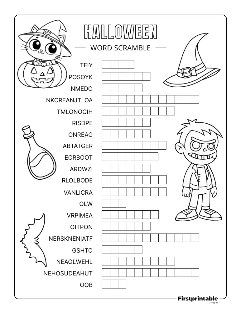 Halloween Word Scramble - Hard 02