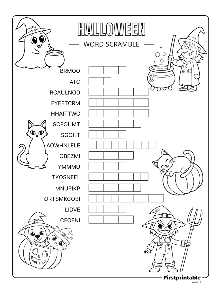 Halloween Word Scramble - Medium 01