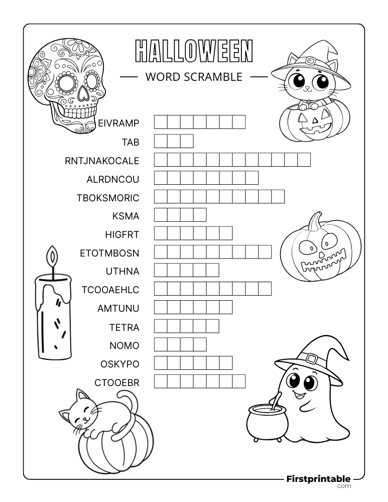 Halloween Word Scramble - Medium 03