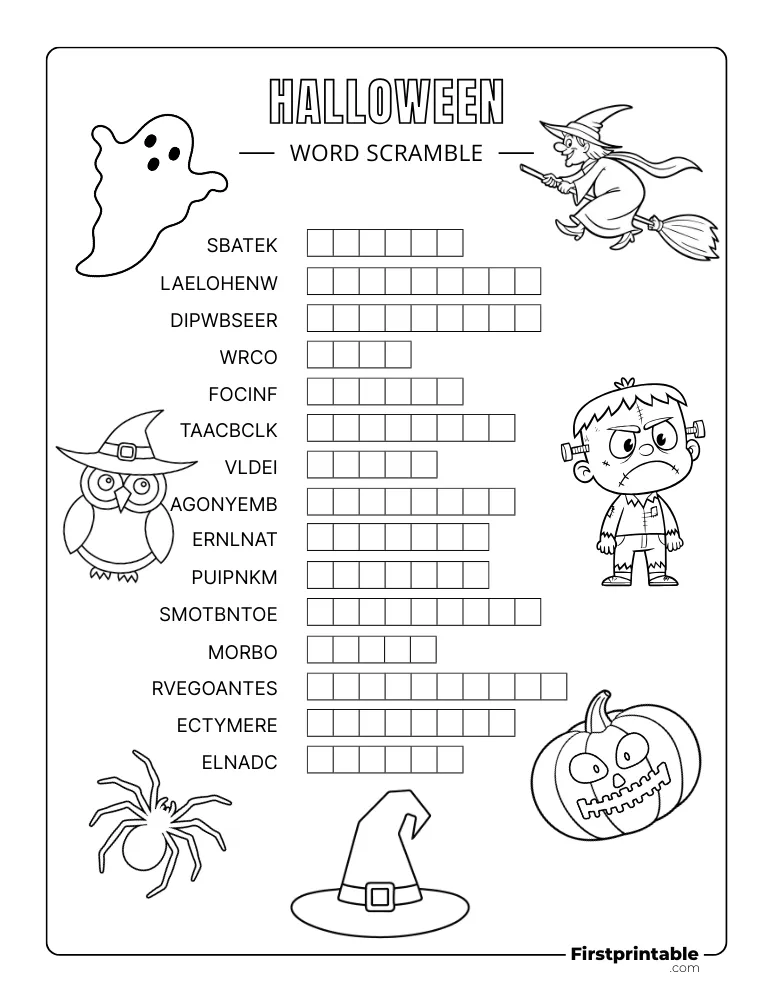 Halloween Word Scramble - Medium 04