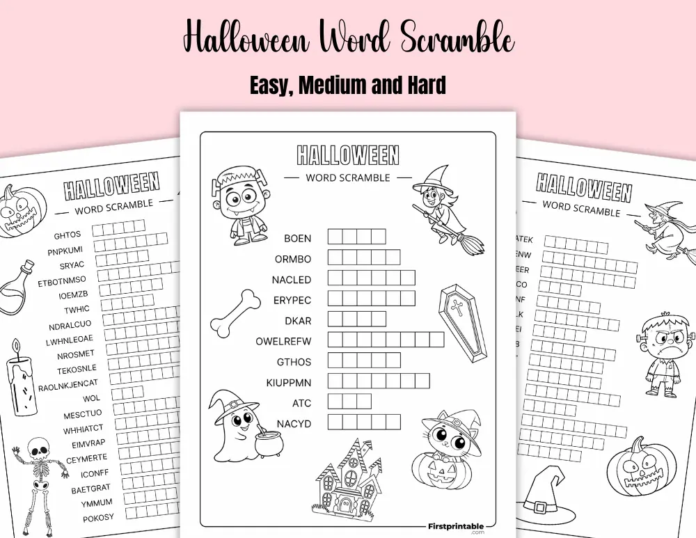 Printable Halloween Word Scramble