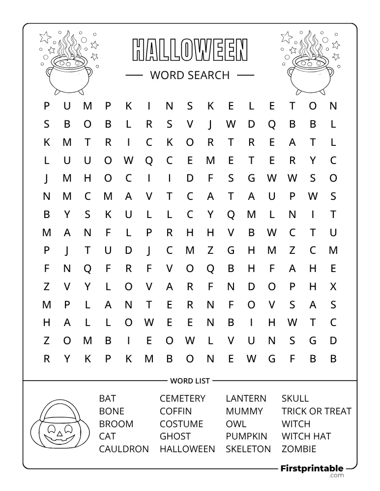 Halloween Word Search - Medium 01