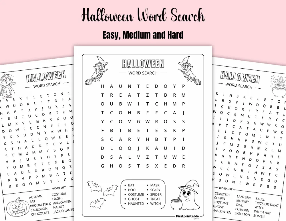 Printable Halloween Word Search Printable Halloween Word Search