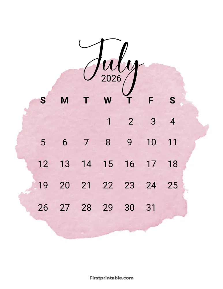 Printable July Calendar 2026 Template 11