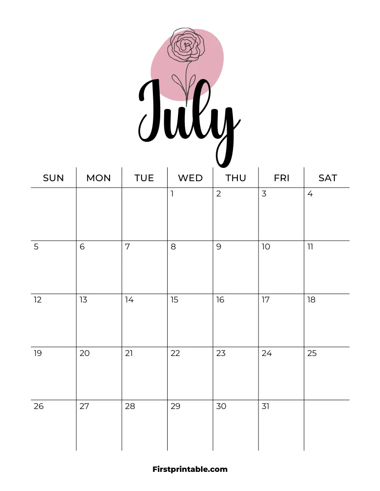 Printable July Calendar 2026 Template 14