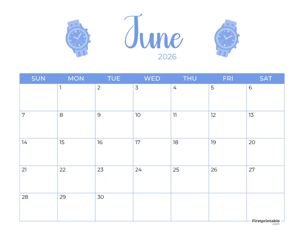 Printable June Calendar 2026 Fathers Day Template 22