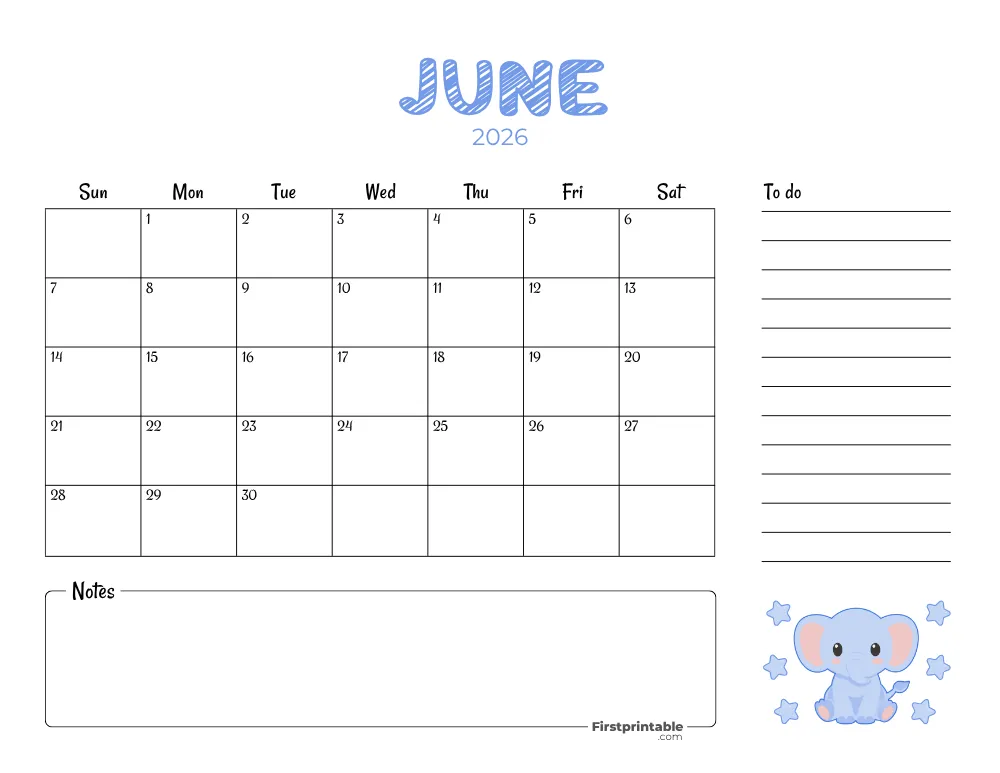 Printable June Calendar 2026 Fathers Day Template 23