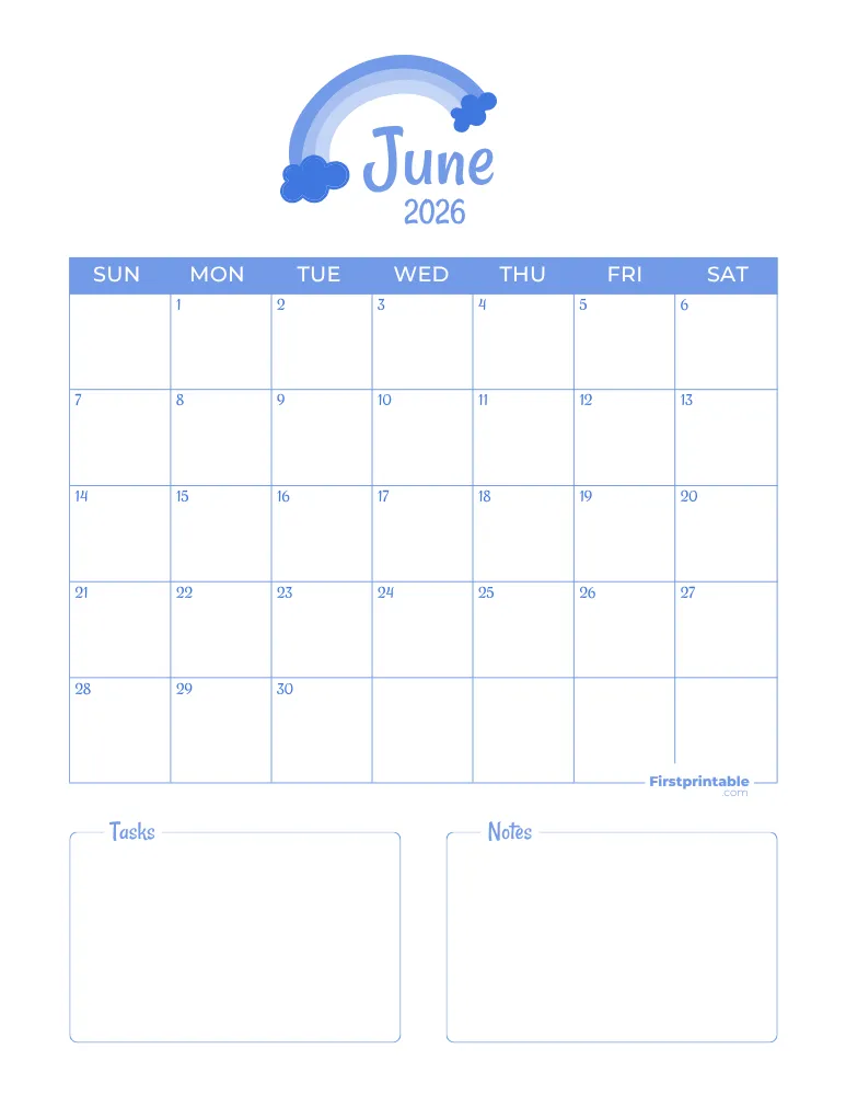 Printable June Calendar 2026 Template 03